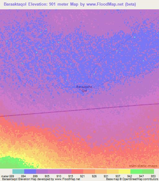 Baraaktaqol,Somalia Elevation Map