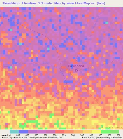 Baraaktaqol,Somalia Elevation Map