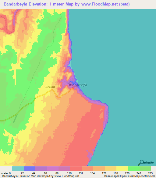 Bandarbeyla,Somalia Elevation Map