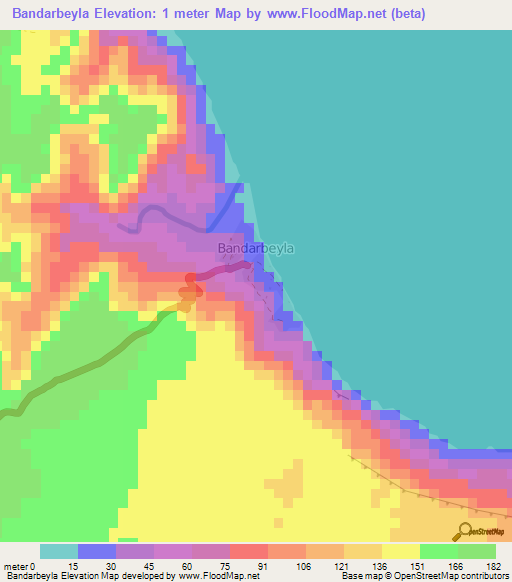 Bandarbeyla,Somalia Elevation Map