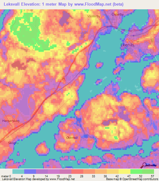 Leksvall,Finland Elevation Map