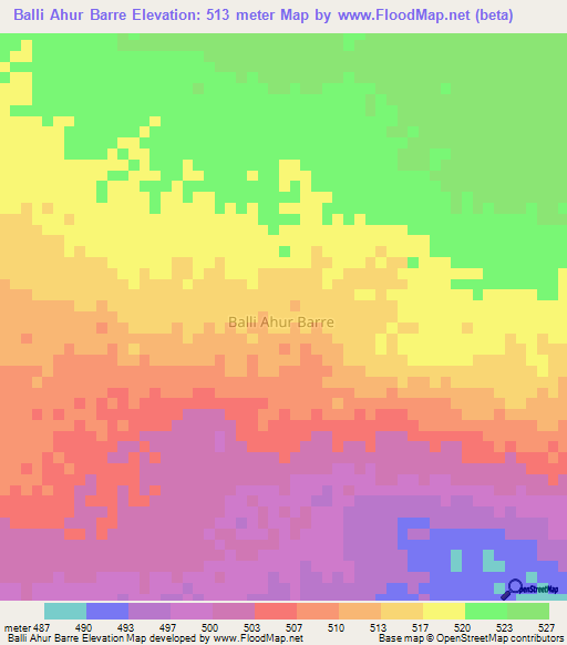Balli Ahur Barre,Somalia Elevation Map