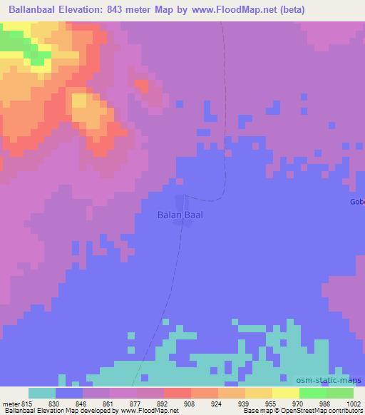 Ballanbaal,Somalia Elevation Map