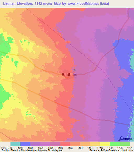 Badhan,Somalia Elevation Map