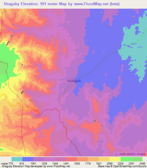 Shaguby,Ethiopia Elevation Map