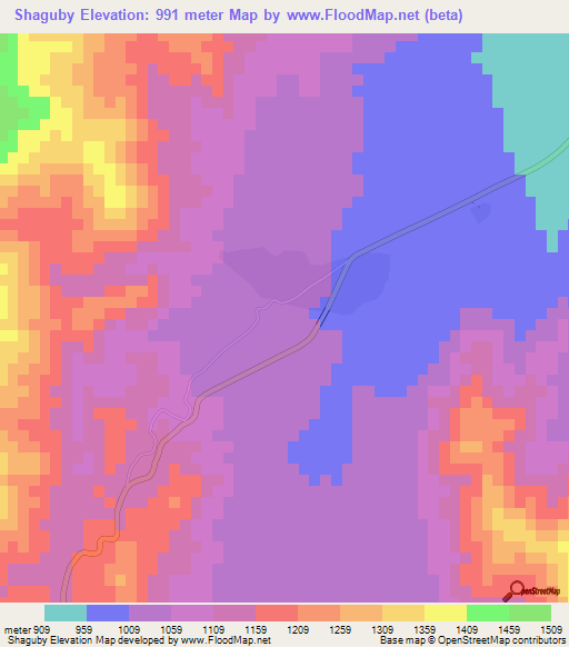 Shaguby,Ethiopia Elevation Map