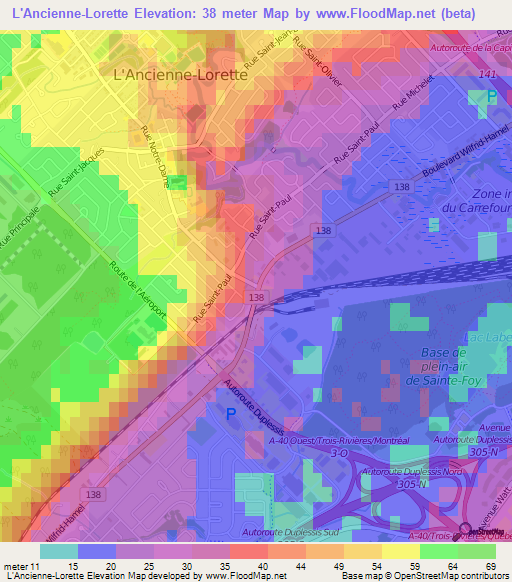 L'Ancienne-Lorette,Canada Elevation Map