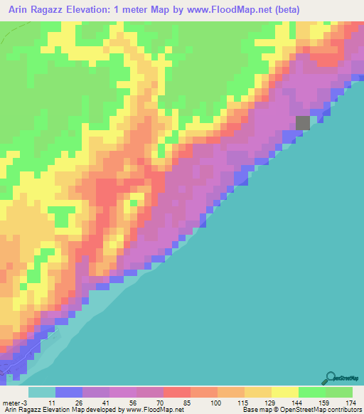 Arin Ragazz,Somalia Elevation Map