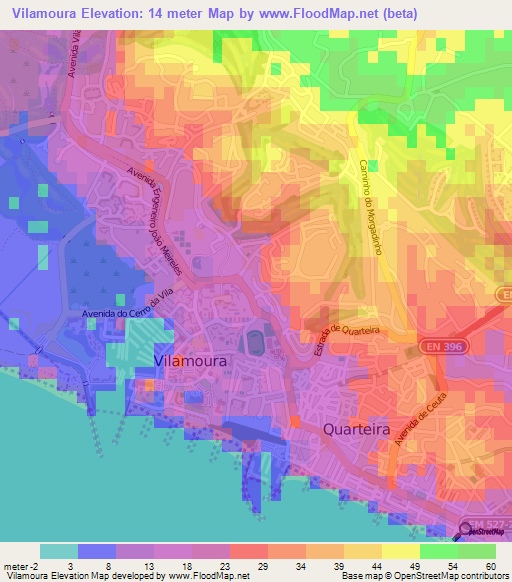 Vilamoura,Portugal Elevation Map