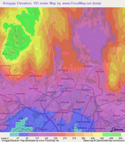Kringsja,Norway Elevation Map