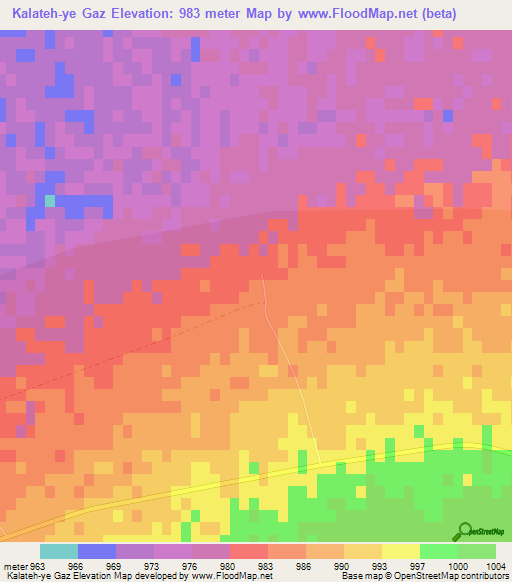 Kalateh-ye Gaz,Iran Elevation Map