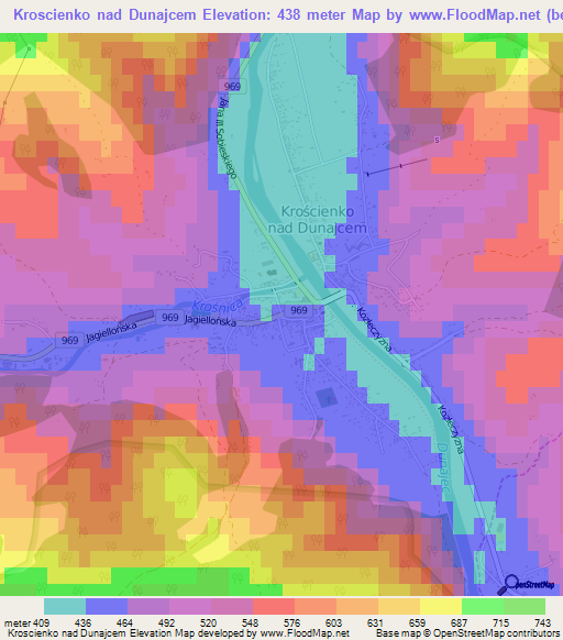 Kroscienko nad Dunajcem,Poland Elevation Map