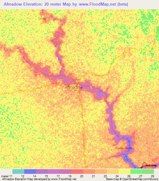 Elevation of Afmadow,Somalia Elevation Map, Topography, Contour