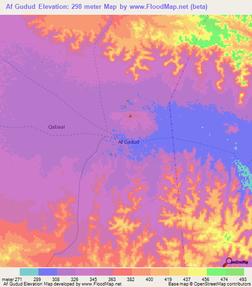 Af Gudud,Somalia Elevation Map