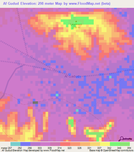 Af Gudud,Somalia Elevation Map