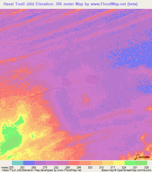 Hassi Touil Jdid,Mauritania Elevation Map