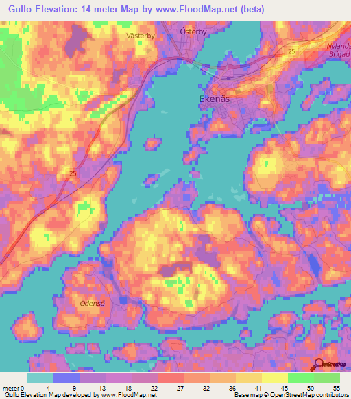 Gullo,Finland Elevation Map