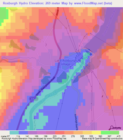Roxburgh Hydro,New Zealand Elevation Map