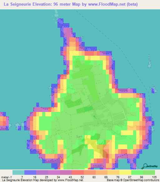 La Seigneurie,Guernsey Elevation Map