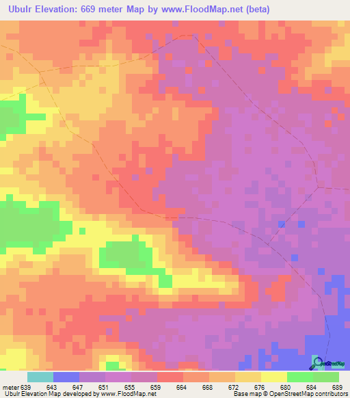Ubulr,Somalia Elevation Map