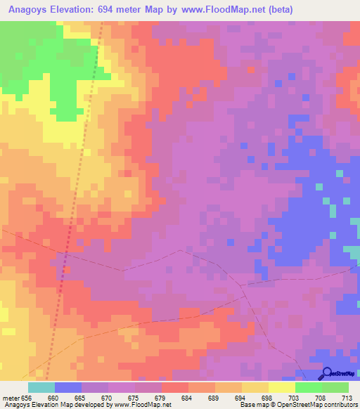 Anagoys,Somalia Elevation Map