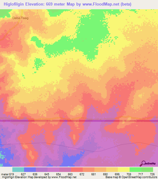 Higlofilgin,Somalia Elevation Map