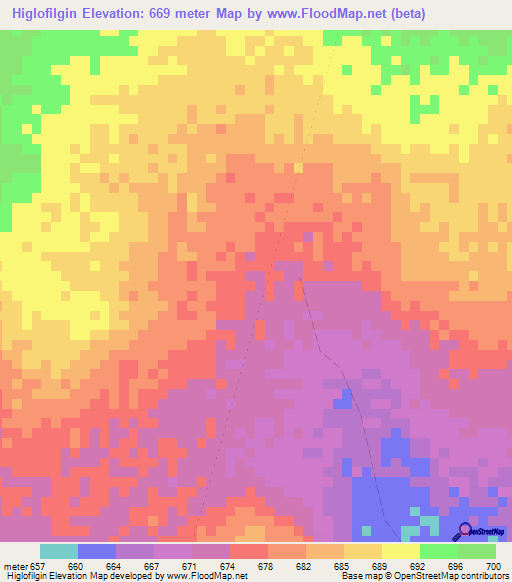 Higlofilgin,Somalia Elevation Map