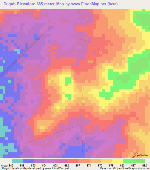 Dugub,Somalia Elevation Map