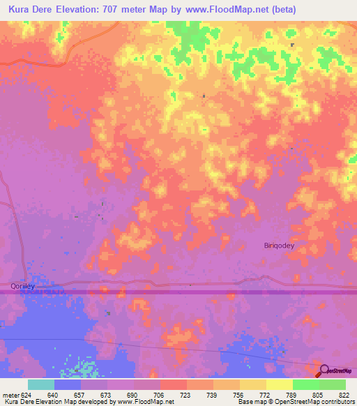 Kura Dere,Somalia Elevation Map