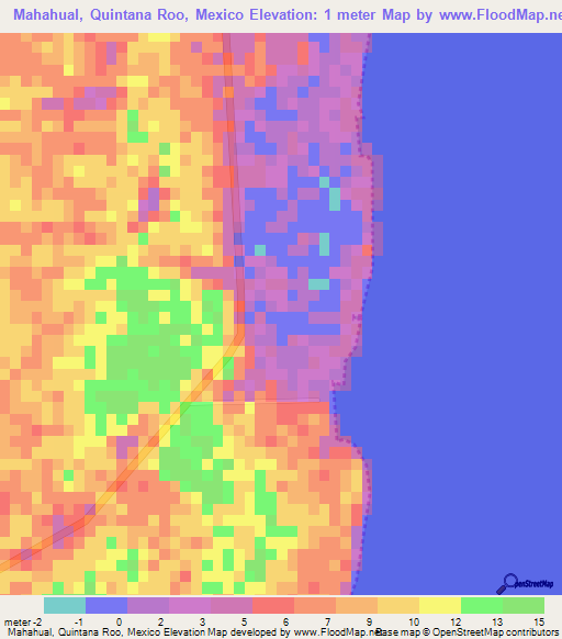 Mahahual, Quintana Roo, Mexico,Mexico Elevation Map