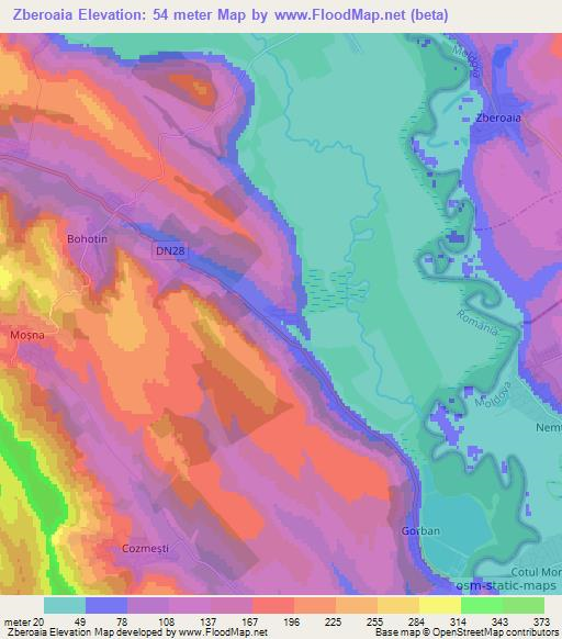 Zberoaia,Romania Elevation Map