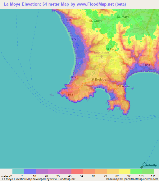 La Moye,Jersey Elevation Map