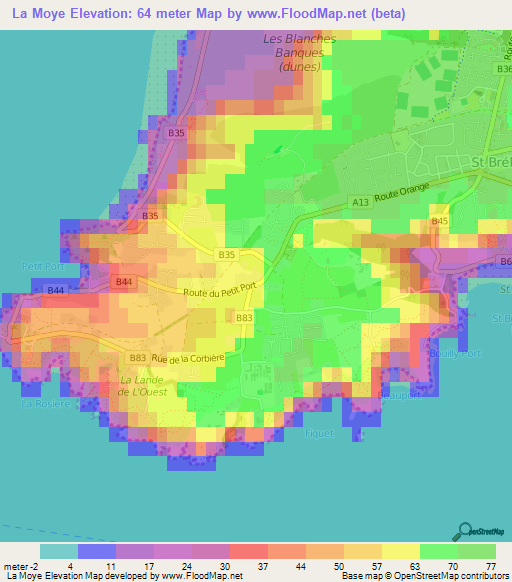La Moye,Jersey Elevation Map