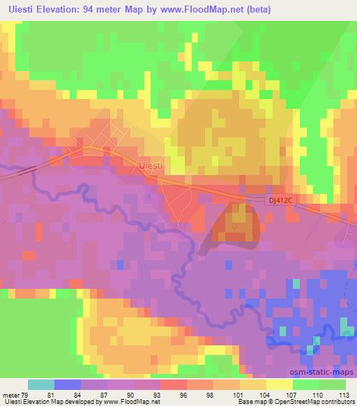 Uiesti,Romania Elevation Map