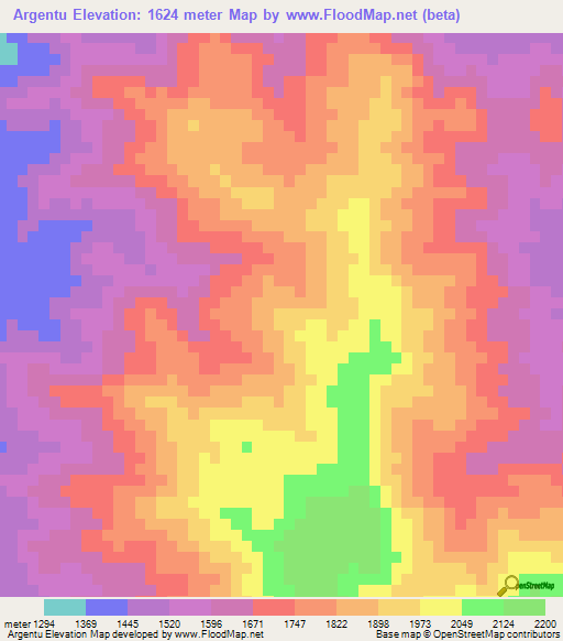 Argentu,Eritrea Elevation Map