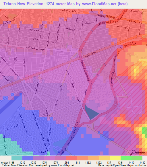Tehran Now,Iran Elevation Map