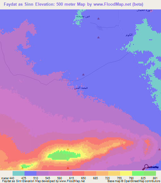 Faydat as Sinn,Syria Elevation Map