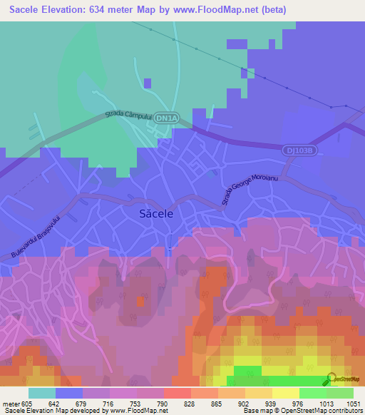 Sacele,Romania Elevation Map