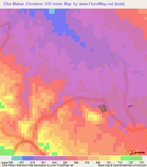 Ziba Makan,Iran Elevation Map