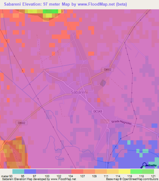 Sabareni,Romania Elevation Map