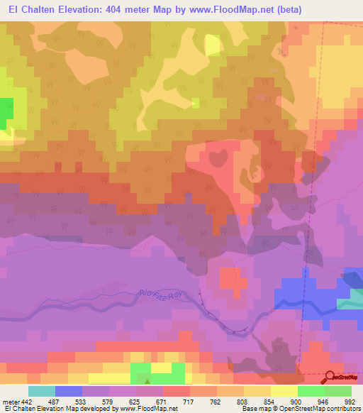 El Chalten,Argentina Elevation Map