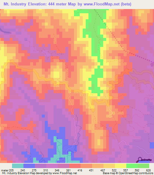 Mt. Industry,Jamaica Elevation Map