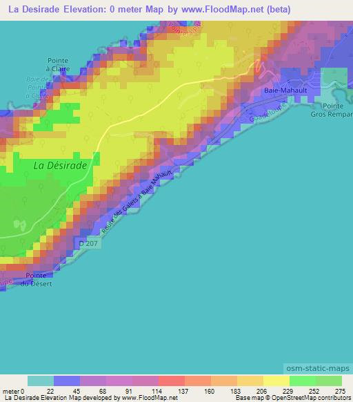 La Desirade,Guadeloupe Elevation Map