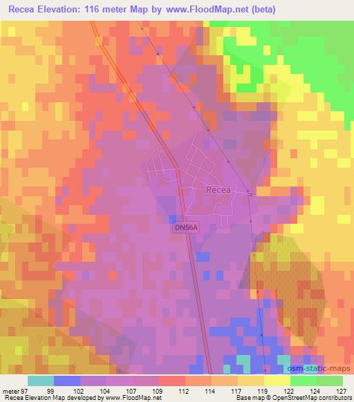 Recea,Romania Elevation Map