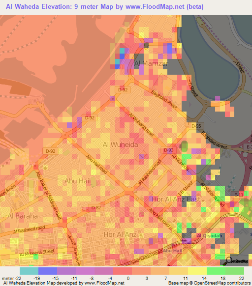 Al Waheda,United Arab Emirates Elevation Map
