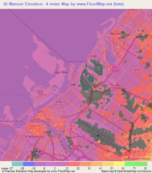 Al Mamzer,United Arab Emirates Elevation Map