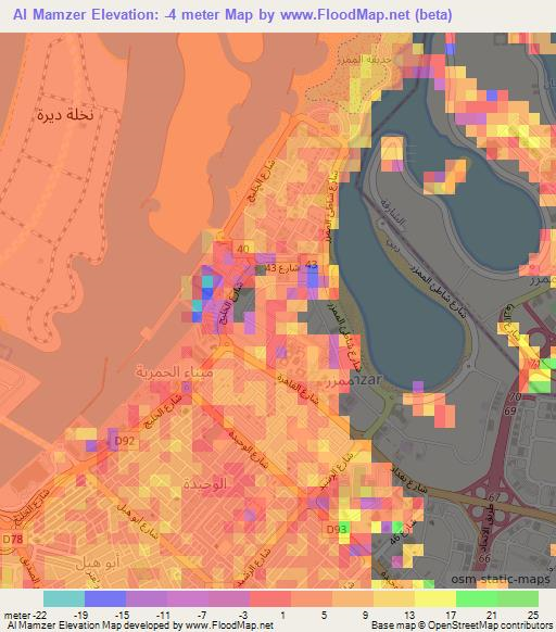 Al Mamzer,United Arab Emirates Elevation Map