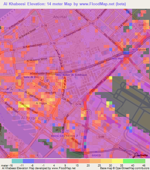 Al Khabeesi,United Arab Emirates Elevation Map