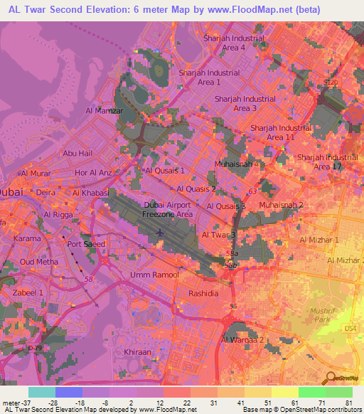 AL Twar Second,United Arab Emirates Elevation Map