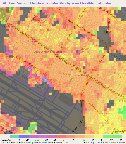 AL Twar Second,United Arab Emirates Elevation Map